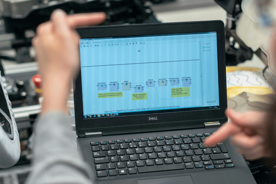 AI-powered system inspecting a manufacturing production line for defects