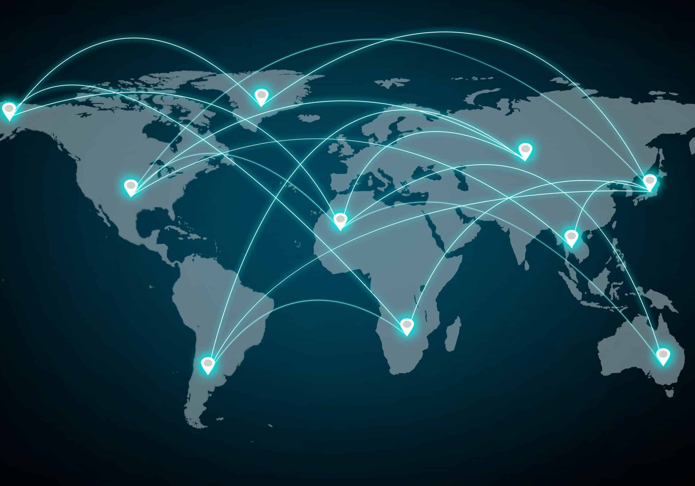 World map and social network connection internet and global technology , Concept future Digital world